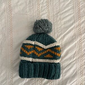 Cozy Green and Orange Knit Pom-Pom Hat, Target